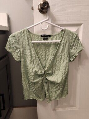 Urban Outfitters Green Front Clasp Shirt